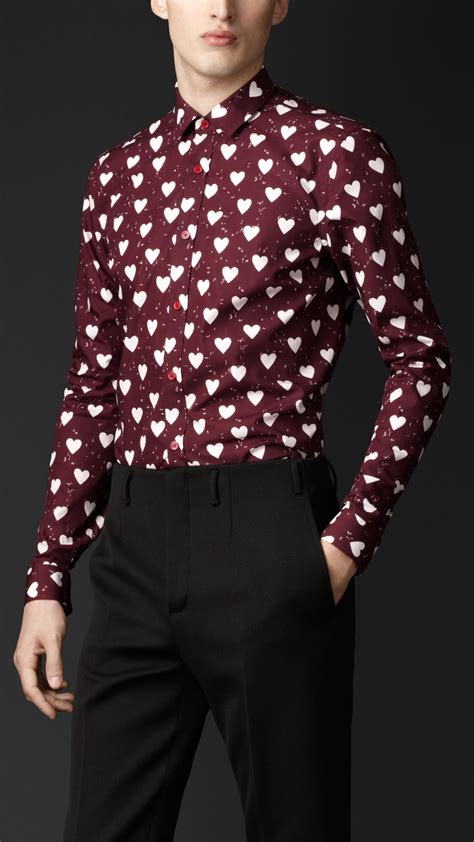 burberry heart print silk shirt|Burberry shirts men's sale.